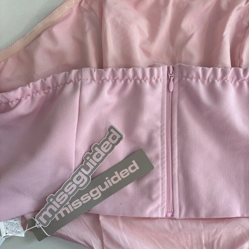 Missguided Pink Corset Tube Top Coquette Bow Strapless Bodice Pink 3XL NWT